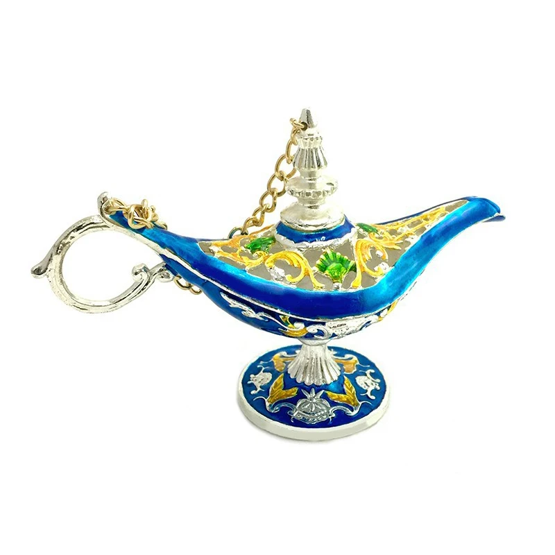 Ближний Восток Aladin лампа Статуэтка шкатулка для бижутерии арабские украшения дома аксессуары Позолоченные эмалированные металлические лампы орнамент