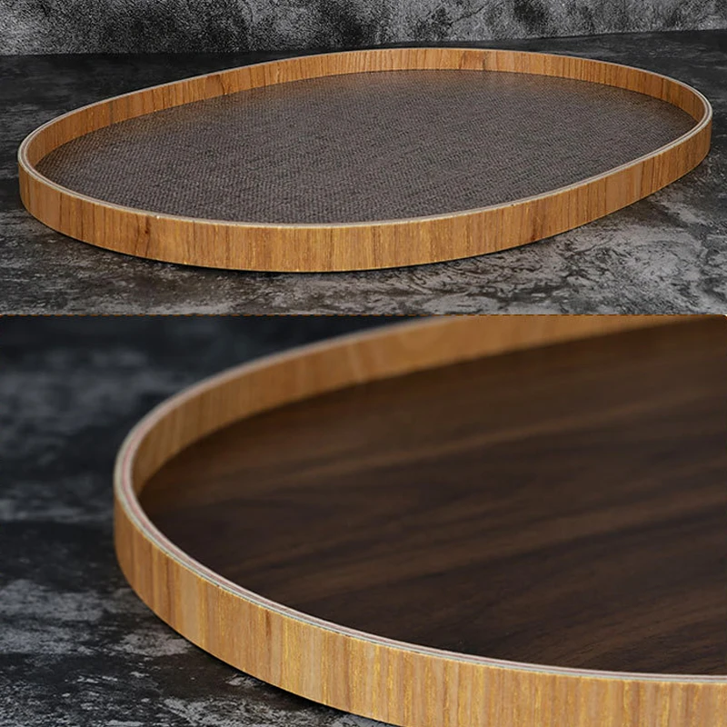

2021 new boutique retro wooden plate creative oval plate wooden solid color bread plate dessert wooden tray