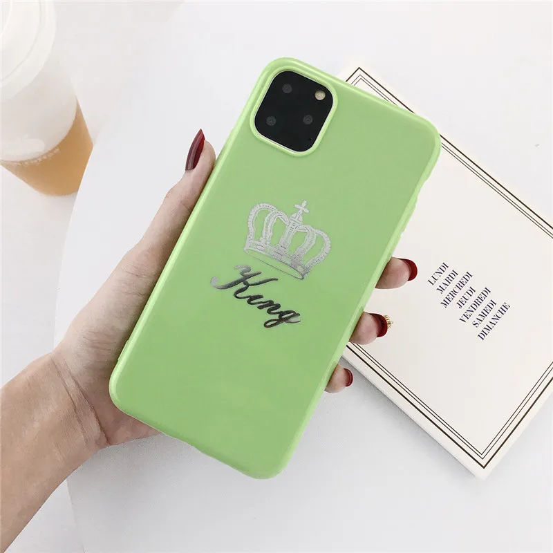 AC2098G USLION чехол для телефона с мультяшной короной для iPhone 6, 6 s, 7, 8 Plus, мягкие чехлы из ТПУ для iPhone 11 Pro Max, XR, XS, Max, чехол с буквой King, Queen - Цвет: AC2098G