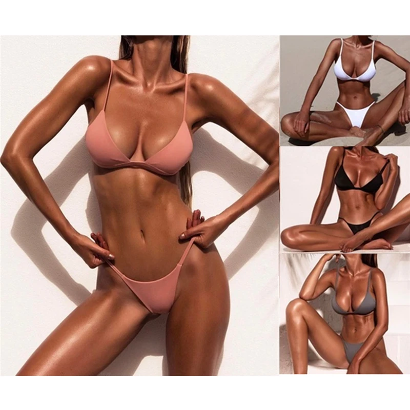 

2020 Women Bikini Sexy Swimwear Sports Swimsuit Brazilian Micro Bikinis Women Bikini Deep Monokini Push Up Bandage Beachwear