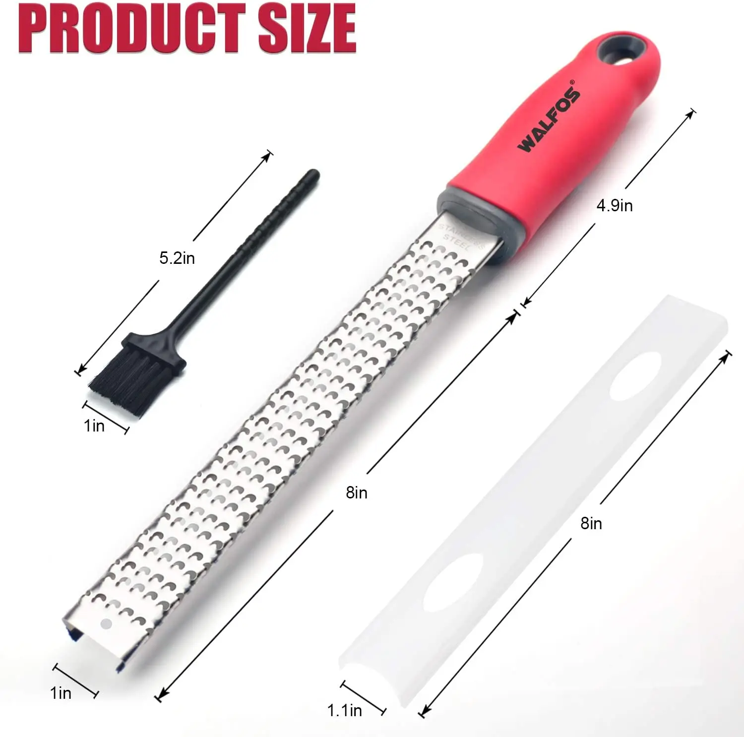 

WALFOS Citrus Lemon Zester Cheese Grater Ginger Potato Garlic Chocolate Zester with Plastic Cover Long Ergonomic Handle
