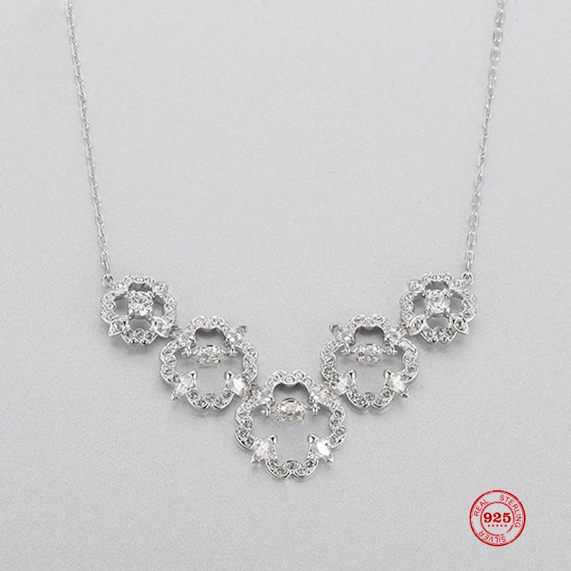 

2020 new Fashion Charm Pure 925 Silver Original 1:1 Copy, Classic Elegant Clavicle Chain Necklace Female Luxury Jewelry Gifts