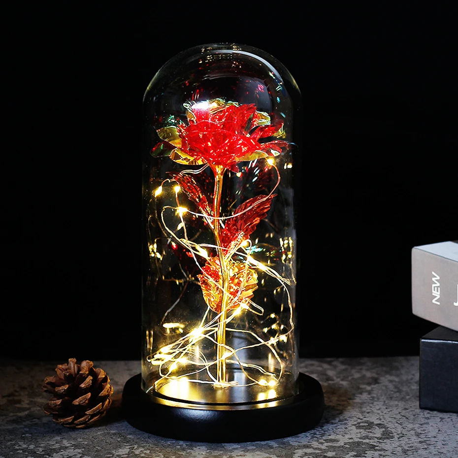 Красота и чудовище РОЗА светодиодная зачарованная Галактическая Роза вечный