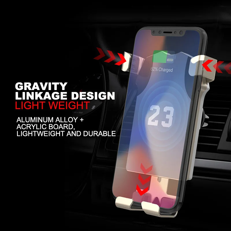 Aluminum alloy Wireless Charger Dashboard Holder Car Charge Charging for Iphone MAX Plus Samsung S8 9 car | Электроника