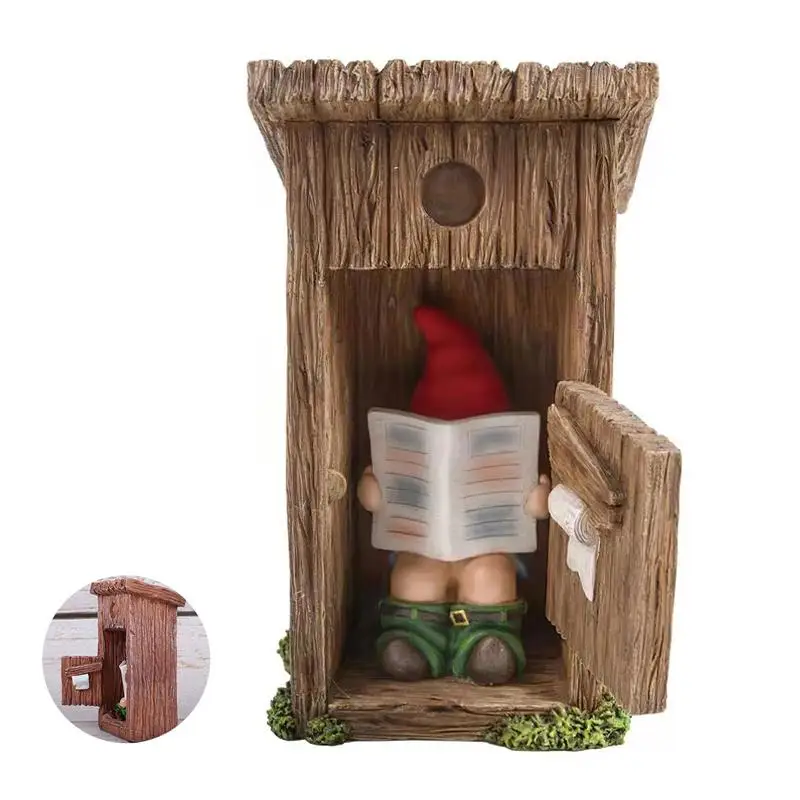 

Оригинальная забавная статуя карлика из смолы, милая фотостатуя для стола, водонепроницаемая статуя для чтения туалета ручной работы