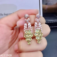kjjeaxcmy boutique jewelry 925 sterling silver inlaid natural peridot gemstone womens earrings support detection fine