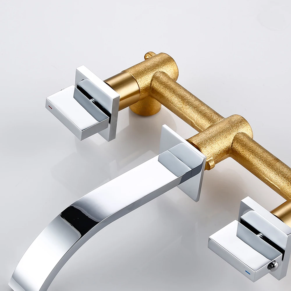 Полированный хромированный латунный сиамский смеситель Smesiteli с двойным