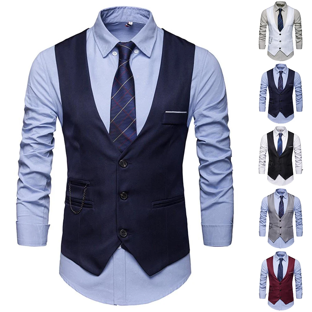 

Plain Slim Single-breasted Blazer Wine Blue Casual Tops Jacket Suit Vest Fashion Autumn Winter New Fashion Men's Clothing