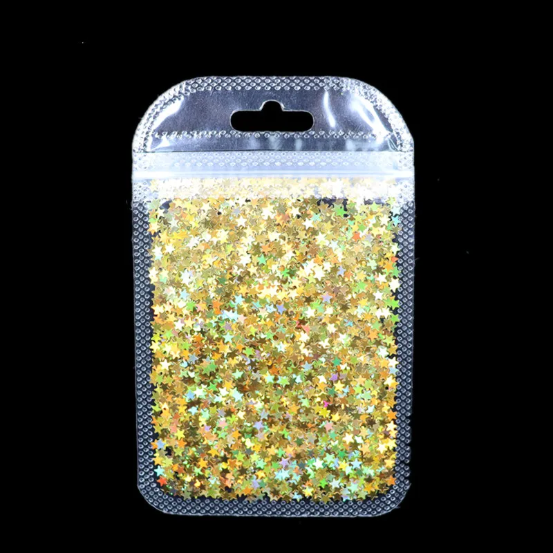 1 пакет из 9 цветов Лазерная мигающая пятиконечная звезда Блестки для ногтей