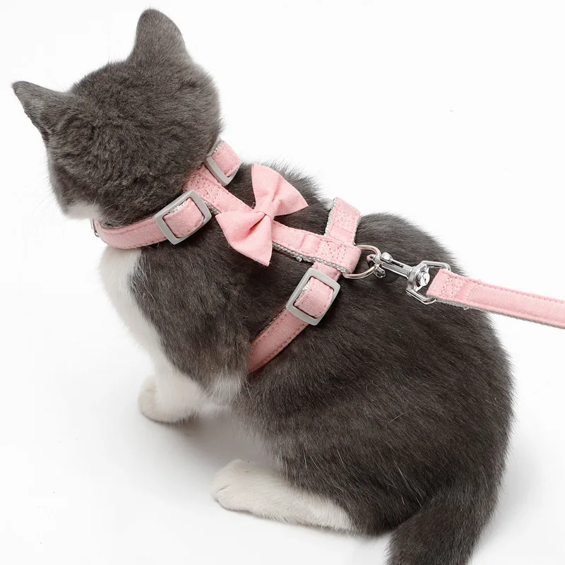 Регулируемая шлейка для кошек поводок хлопковый ремешок ошейник с поводком