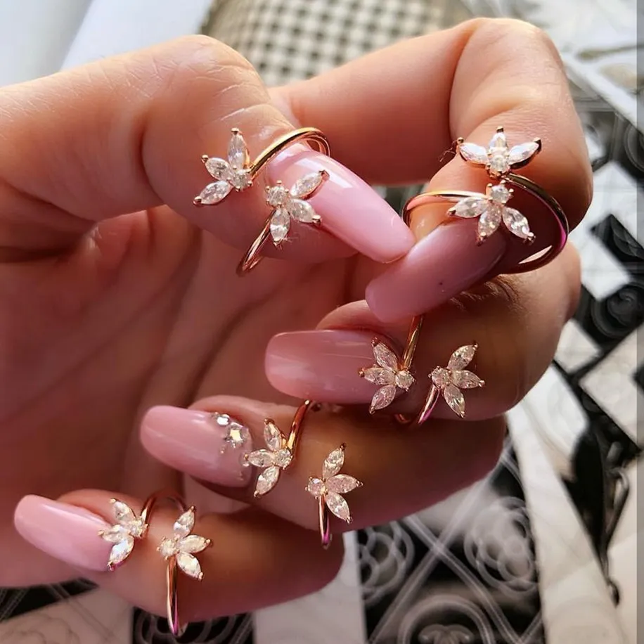 Прекрасные Открытые Кольца Uilz с фианитом огранка камня маркиза модные женские