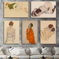 print canvas egon schiele home decor wall art expressionism painting modular retro poster hd modern character picture bedroom