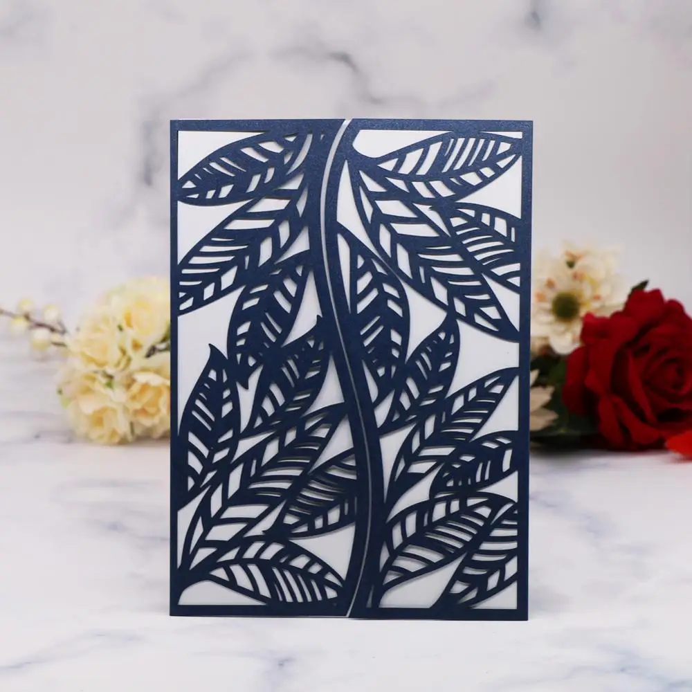 25 шт./лот перламутровая бумага с вырезами изысканные узоры в виде листьев белая