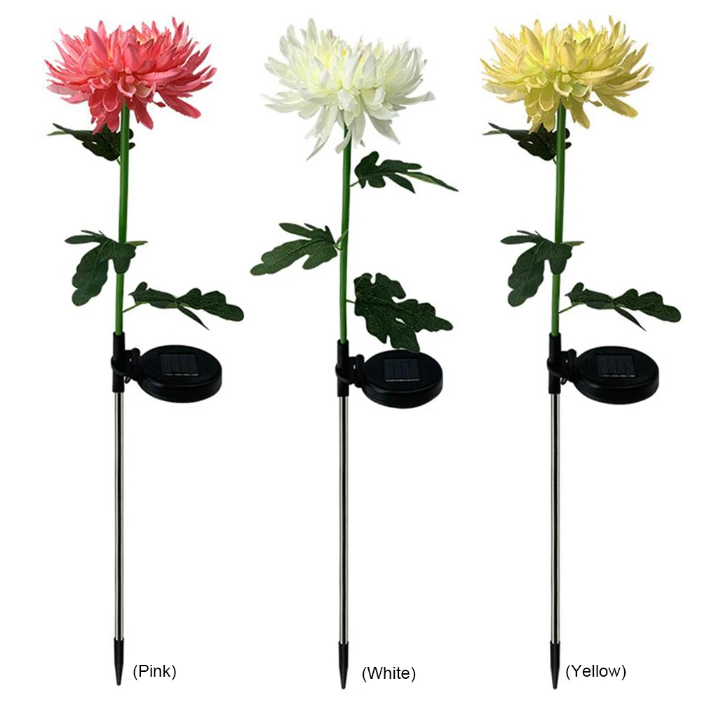 저렴한 국화 잔디 지상 빛 꽃 램프 울타리 안뜰 정원 장식 태양 에너지 전원 방수 야외 조명