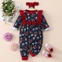 baby girl 2 piece set floral ruffles long sleeve baby girl romperheadband spring fall baby rompers casual baby clothes 0 18m
