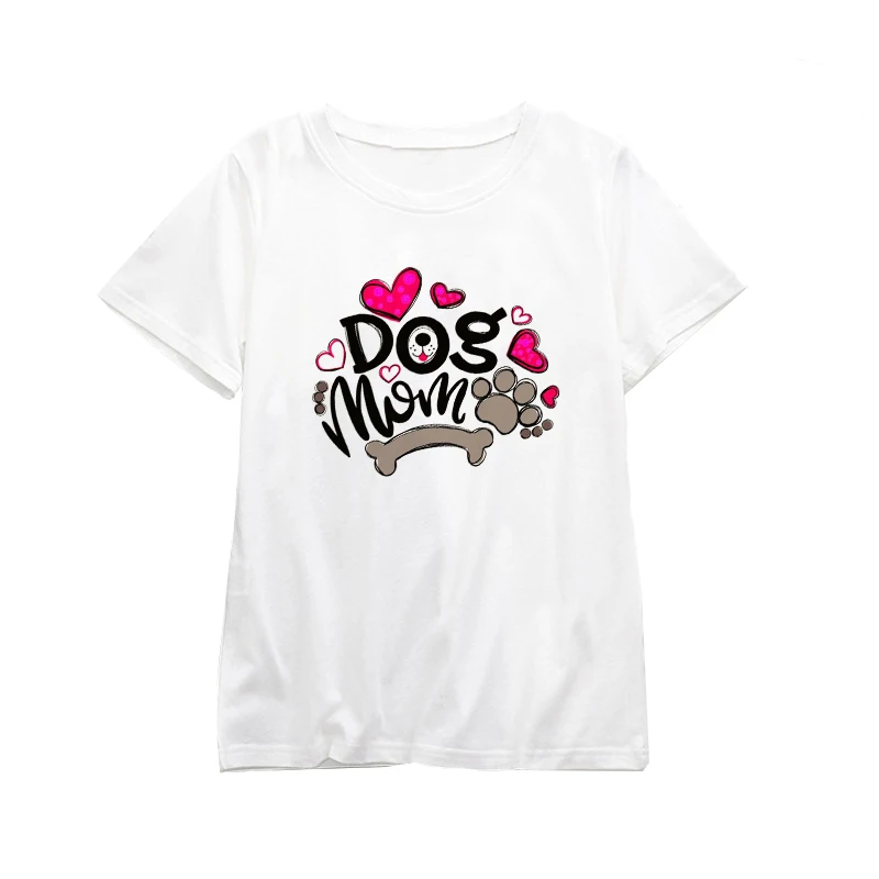 

Dog Mom T Shirt Women Harajuku Funny Graphic Print Mom T-shirts Fshion Casual White Short Sleeve Woman Tshirts Plus Size Tops