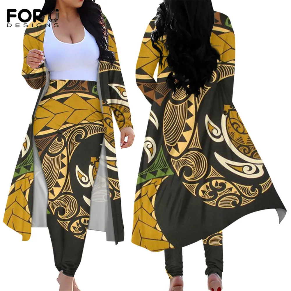 

FORUDESIGNS, винтажный Тренч с длинным рукавом, пальто, облегающие леггинсы, женские Гавайские полинезийские морские черепахи, узкий дизайн, Женс...