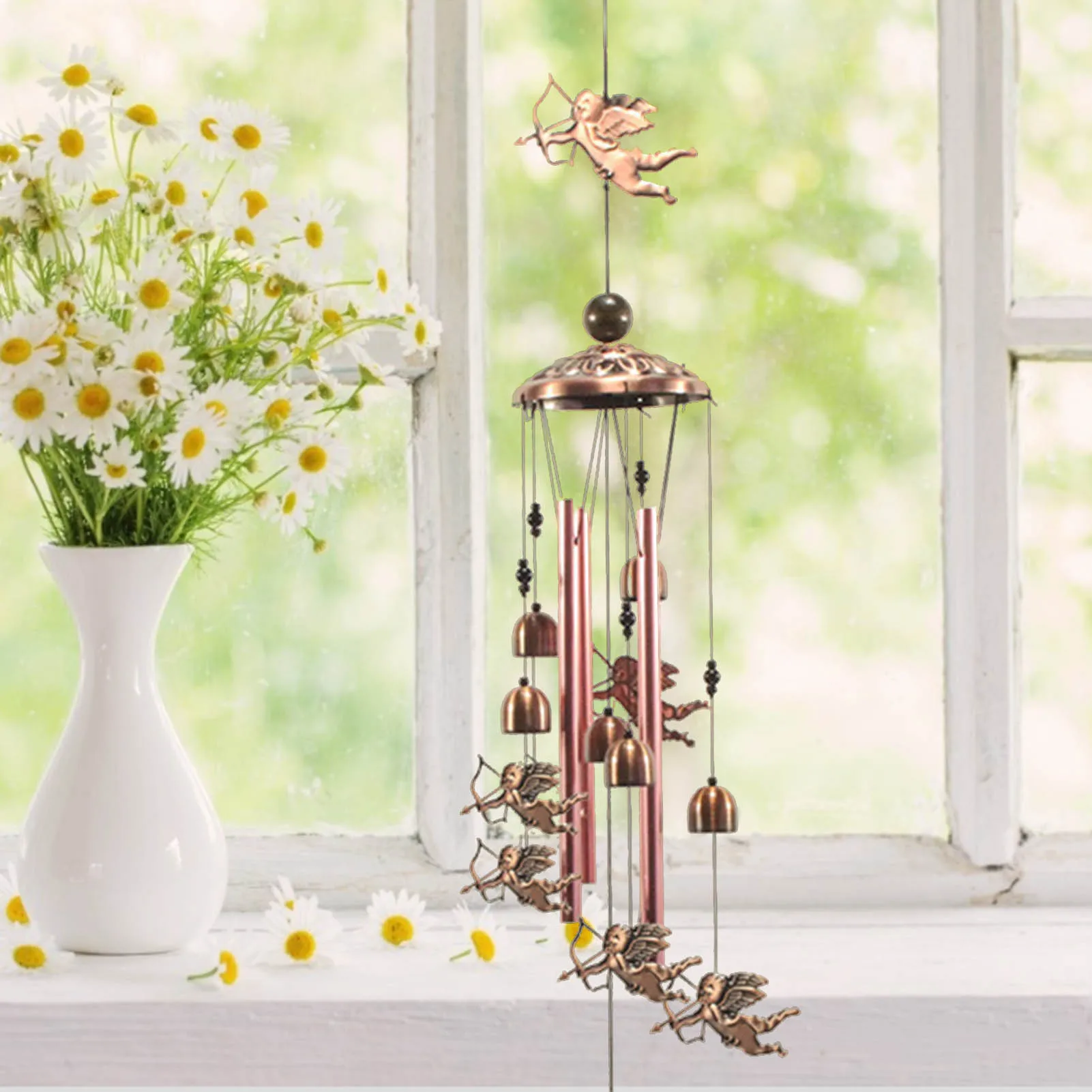 Ветряные колокольчики с крючком металлические в форме Купидона садовый декор