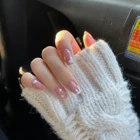 24 шт.кор. накладные ногти французский маникюр звезда-заостренный износ Готовые Ногти патчи для ногтей, маникюр патч накладные ногти водостойкие