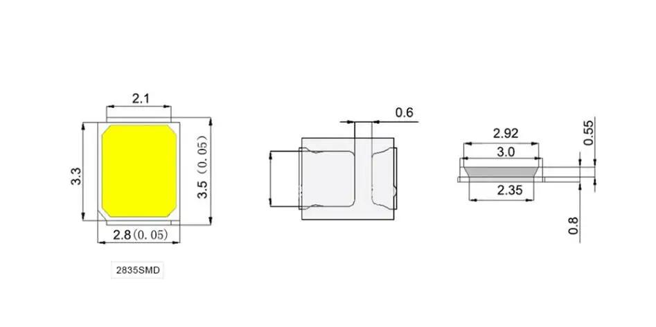 200 шт./лот 2835 SMD чистый белый/натуральный белый/теплый белый/холодный белый