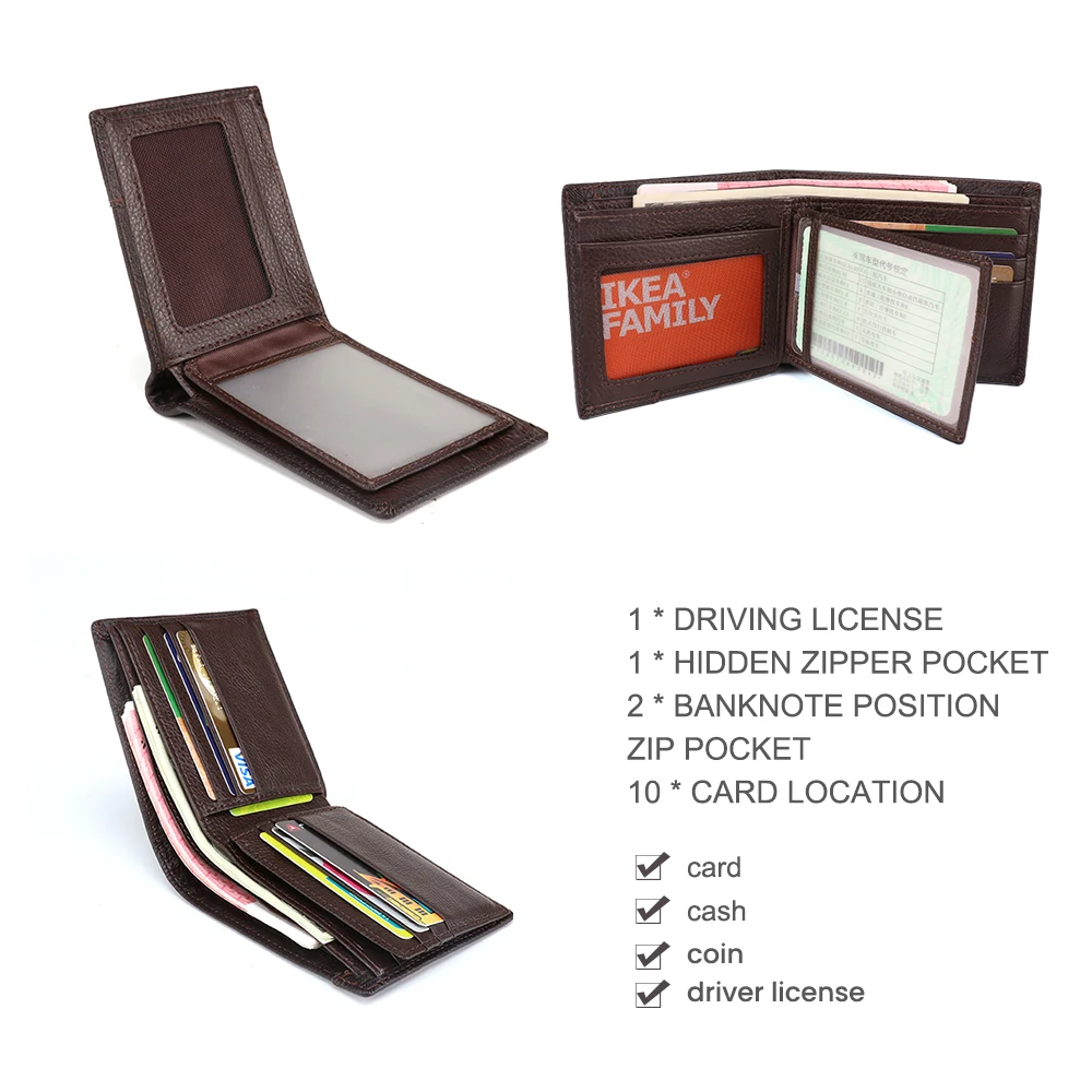 Joyir из натуральной кожи Для мужчин бумажники RFID Высокое качество Мужские