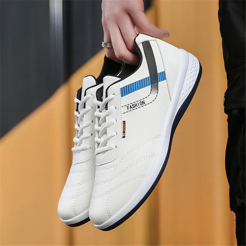 

Spring Autumn 2021 Leather Men's Sneakers White Breathable Casual Men Shoes Black Man Vulcanized Shoes Zapatillas Hombre Outdoor