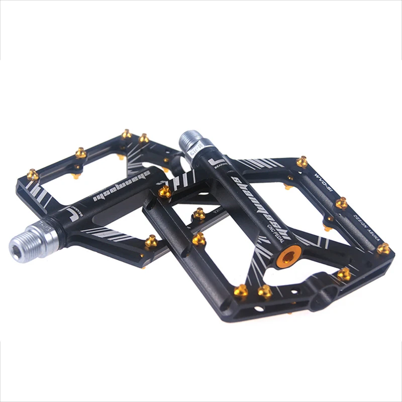 

Shanmashi Bicycle Pedal Mountain Bike Pedals Alu Mtb Bearings Bike Footrest Big Flat Treat Ultralight Cycling Pedals Black