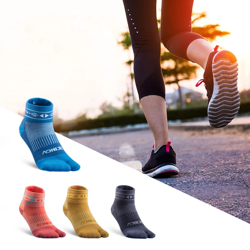 

AONIJIE 2 Pairs Sports Two Toe Socks Breathable Running Sock Compression For Outdoor Camping Hiking Marathon Jogging Cycling