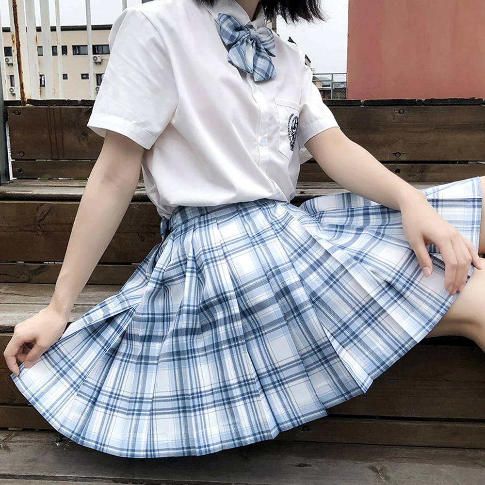 Синий плед аниме юбки для женщин Harajuku в стиле японского юбка православная