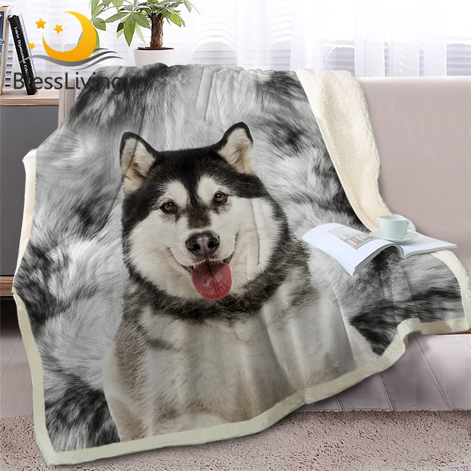 Blesslive Alaskan Malamute плед на кровать диван 3D животное собака шерпа Флисовое одеяло Хаски покрывала тонкое одеяло 150x200 см