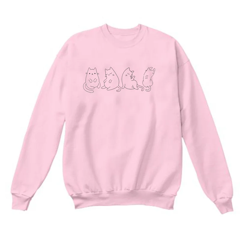 Свитшот женский с принтом Kawaii Kitty уличная одежда модный джемпер надписью Meow и