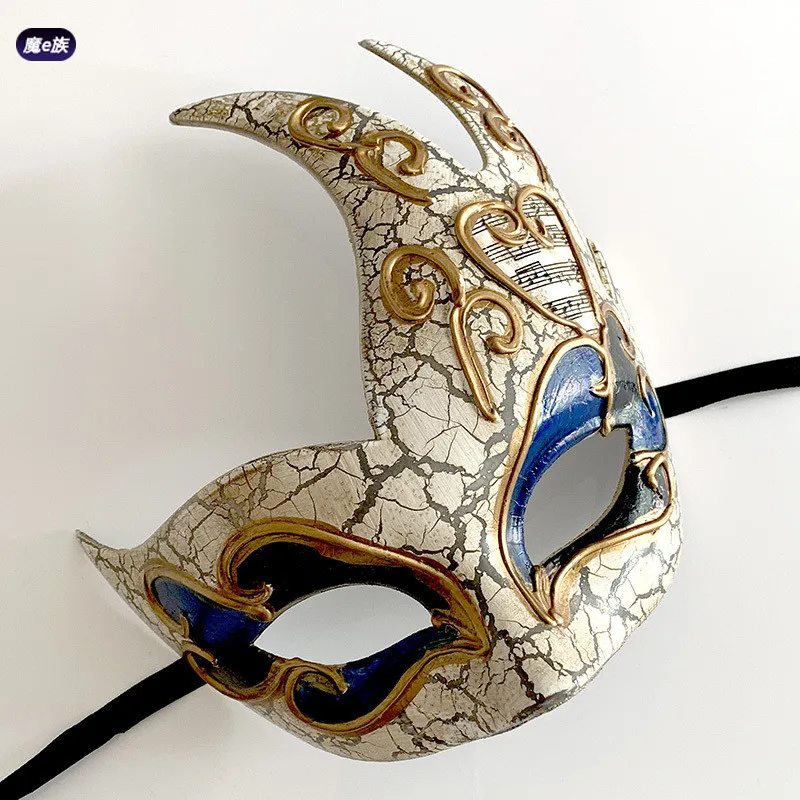 Venice Crack Flame Mask Half Face Male Vibrato Ancient Style Cool British Royal Retro Masquerade Female Cos Props |