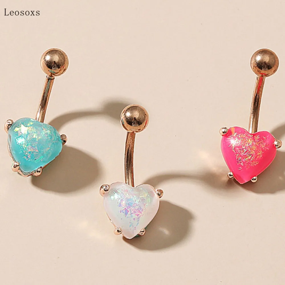 

Leosoxs 1pcs Explosive 4 Claws Love Heart-shaped Belly Button Nail Body Piercing Jewelry
