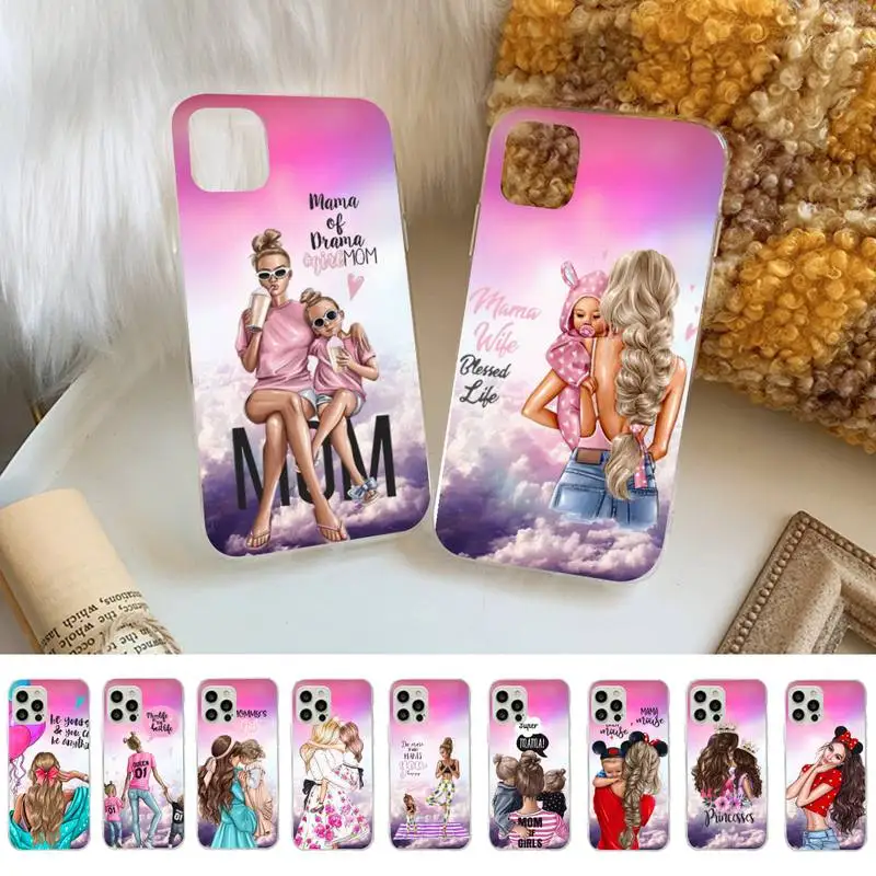 

Woman Fashion girl Super Mom baby Phone Case for iPhone 13 11 12 pro XS MAX 8 7 6 6S Plus X 5S SE 2020 XR case