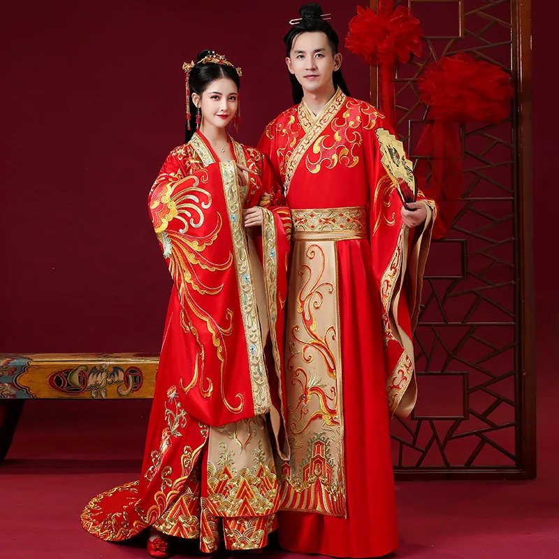

Vintage Red Chinese Style Wedding Married Dress High Quality Embroid Loading Men And Women Traditional Hanfu Embroidery Ancient