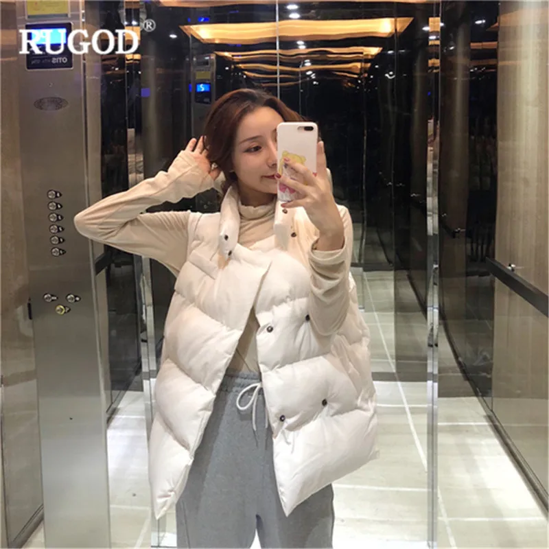 Повседневный однотонный двубортный хлопковый жилет RUGOD женский ветрозащитный