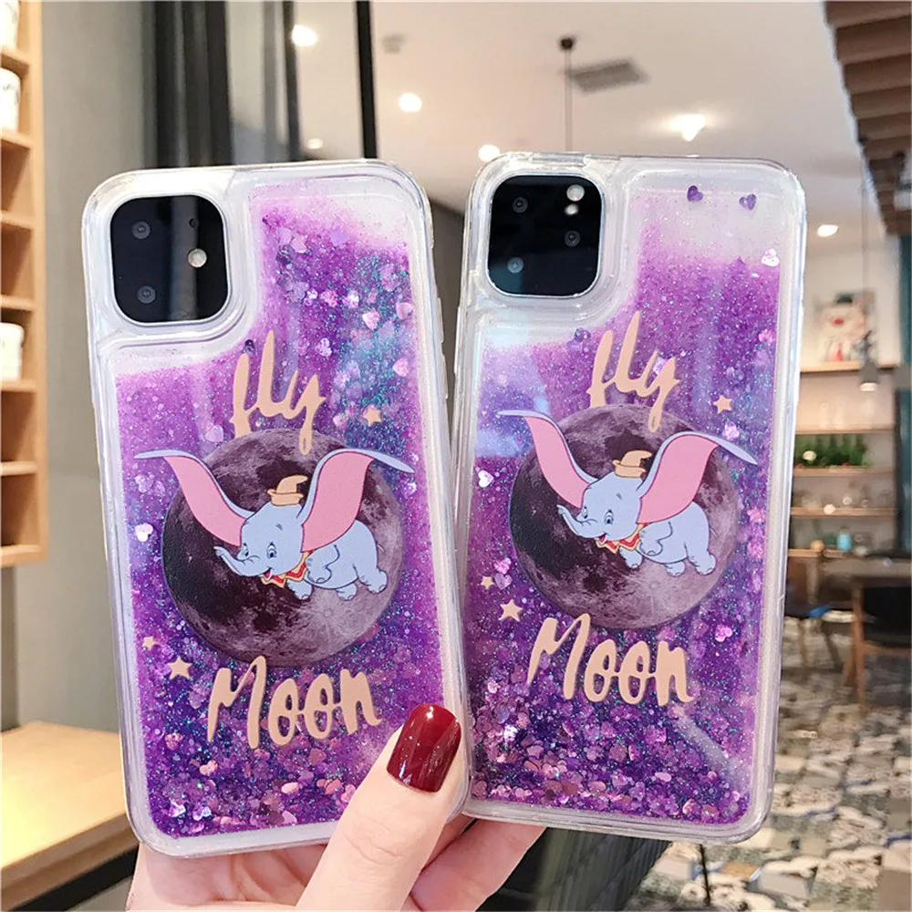 

Purple Heart Liquid Phone Case For iPhone X XS 11 12 Mini Pro MAX XR 6 6S 7 8 Plus SE 2020 Dynamic Glitter Quicksand Cover Cases