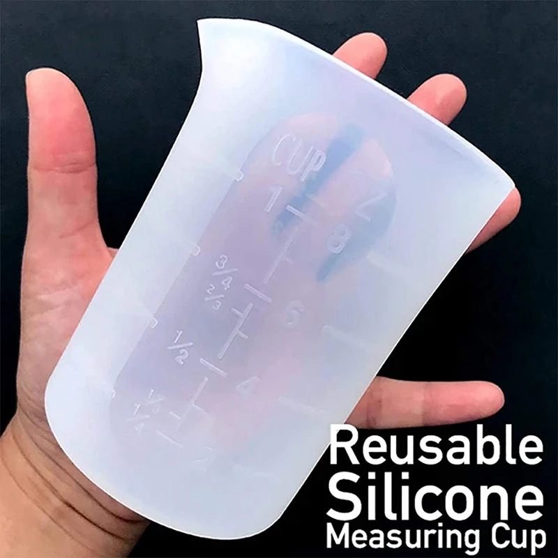 

5 Pieces Silicone Cups for Resin Measuring Cup Precision Scale Clear Graduated Cups for Handcrafted Art Waxing Kitchen