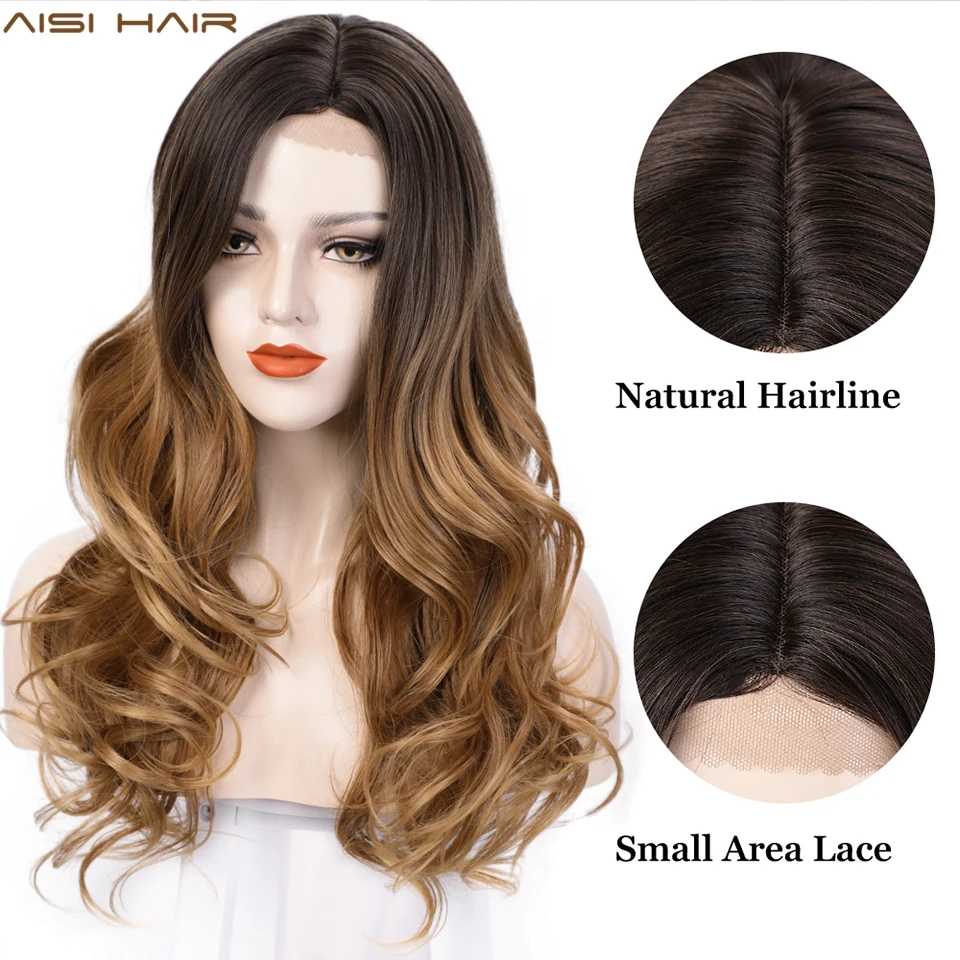 Длинные волнистые синтетические парики AISI HAIR парик со шнуровкой спереди Омбре
