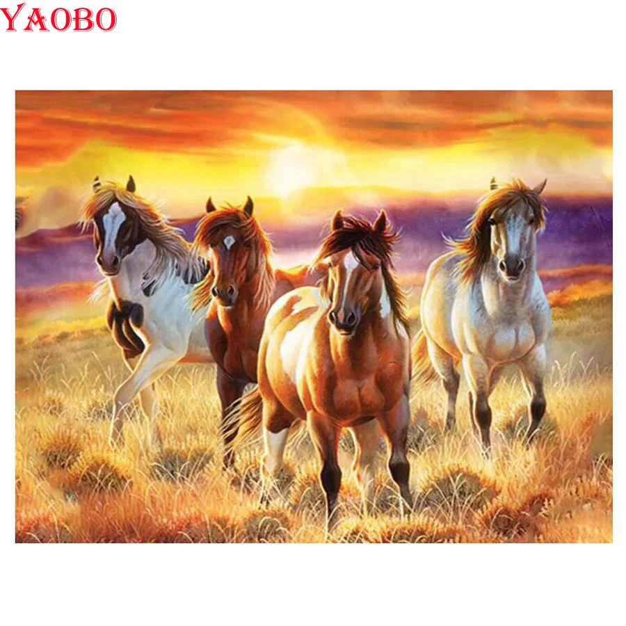 5d Вышивка крестом Алмазная картина животные лошади мозаика полная дрель