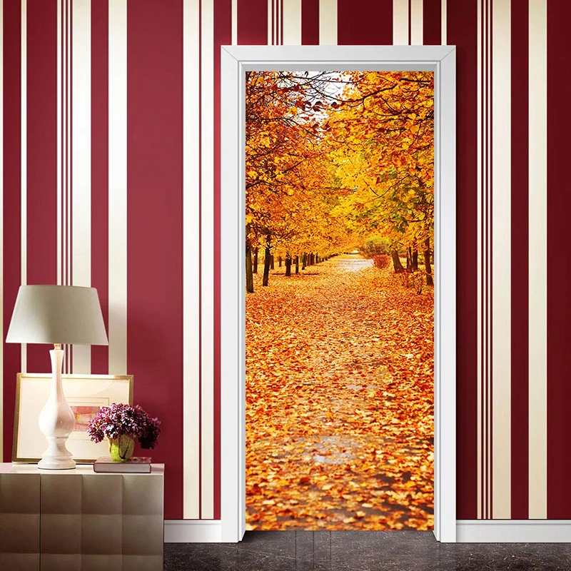 

3D creative mural DIY Maple Forest door stickers wall stickers self-adhesive waterproof removable