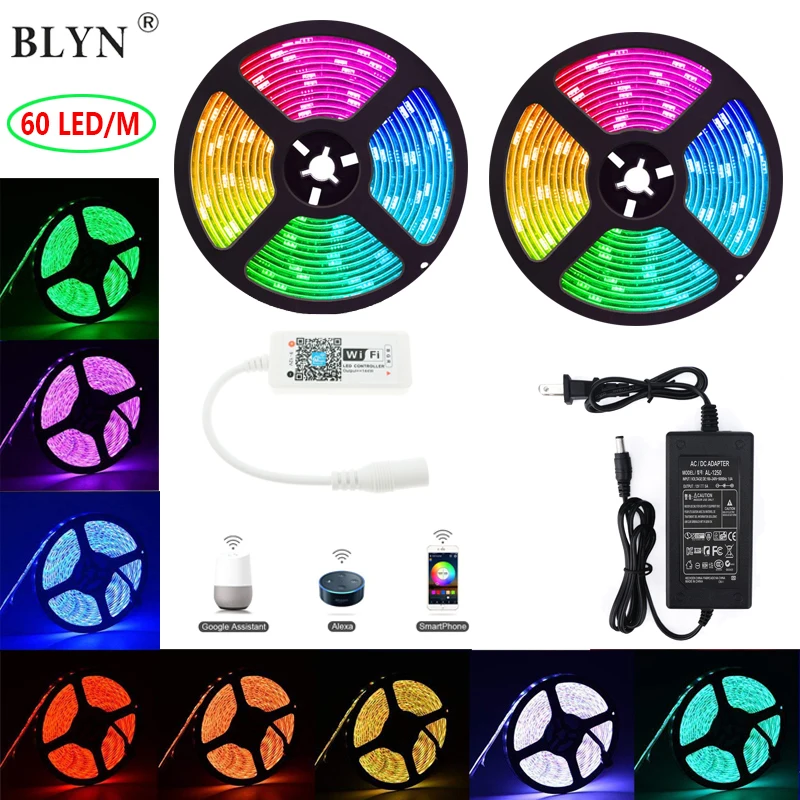 Водонепроницаемый светодиодный светильник полосы Набор SMD 5050 5 м 10 RGB Wi Fi
