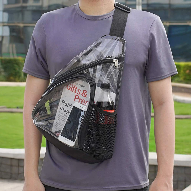 Прозрачная Мужская нагрудная сумка водонепроницаемая через плечо для мужчин