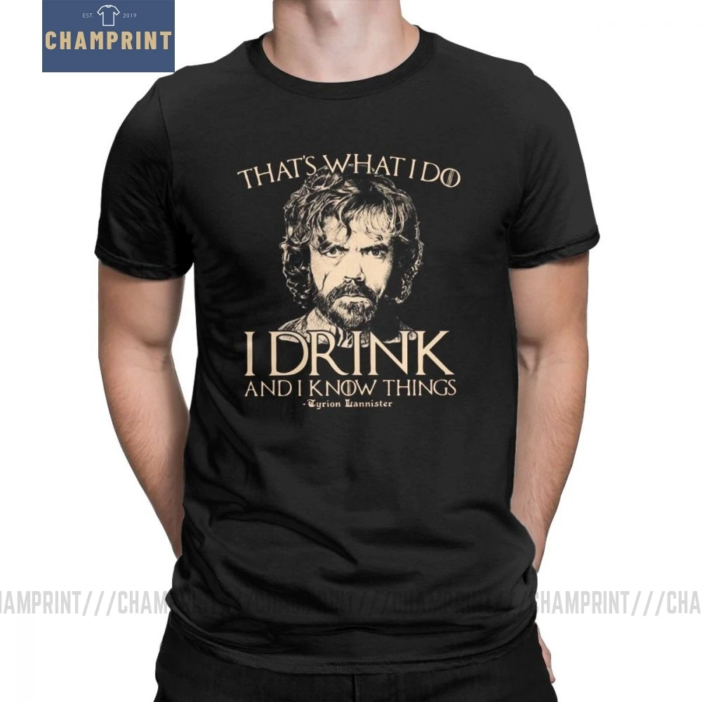 Футболка «Игра престолов», футболки с надписью «I Drink And I Know Things», футболки с тирионом ланнистером для мужчин, винтажные топы с вырезом лодочкой, хлопок, 4X, 5X