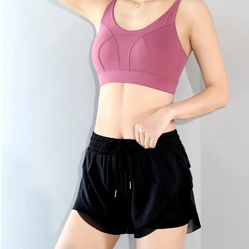 Спортивные шорты два в одном с антибликовым подкладом эластичные спортивные