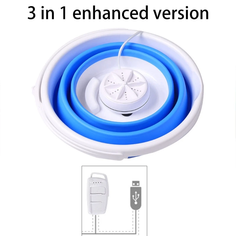 

YJ Foldable Mini Washing Household Machine Rotating Ultrasonic Turbines Washer USB Charging Laundry Clothes Cleaner Home Travel