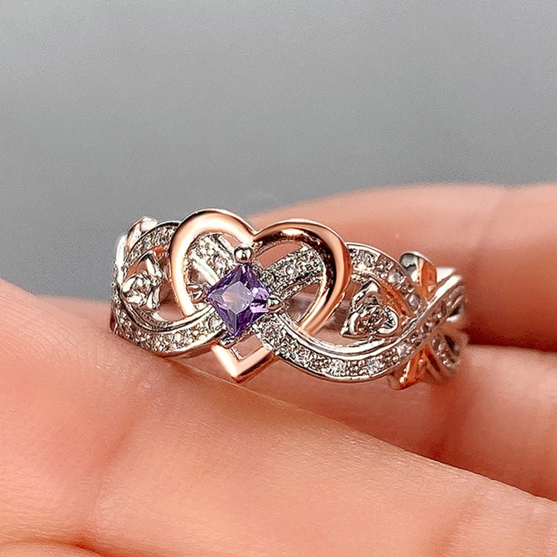 Творческие Женские кольца Huitan в форме сердца с романтическим дизайном розы