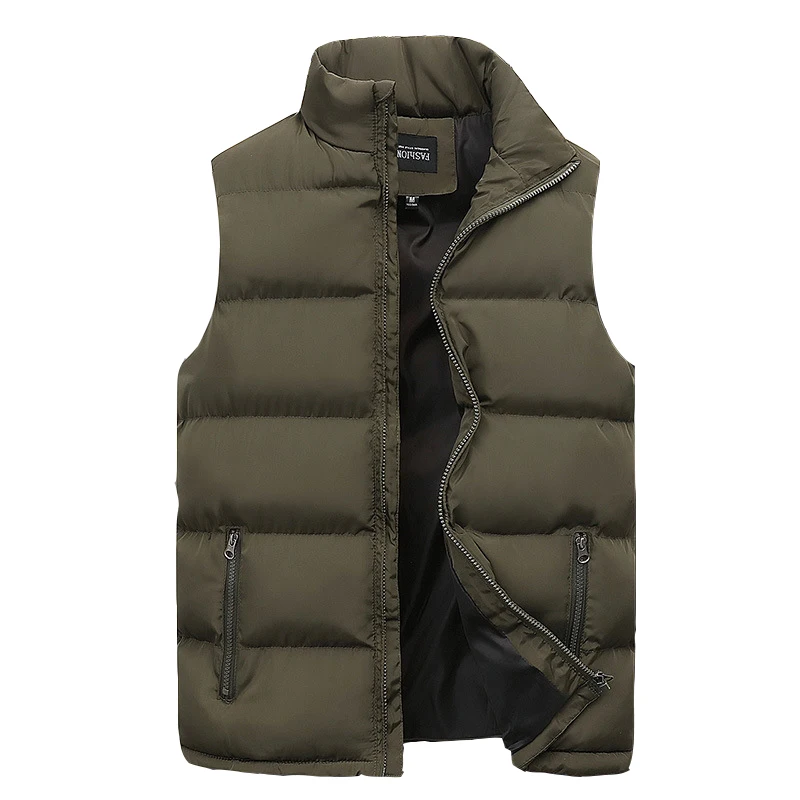 Fashionable Men's Cotton Vest Men's Sleeveless Zipper Cotton Jacket Men's Fleece Vest Spring And Autumn Warm Jacket