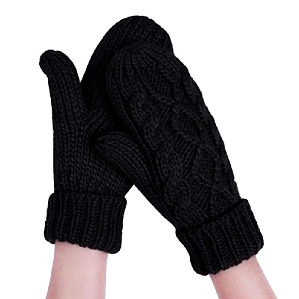 Women Winter Crochet Camp Protective Gloves Twist Cable Knit Hand Warmer Mittens Winter Gloves
