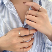 10 pcs punk joint ring sets for women hiphop minimalist geometric rings party fashion jewelry mx0078